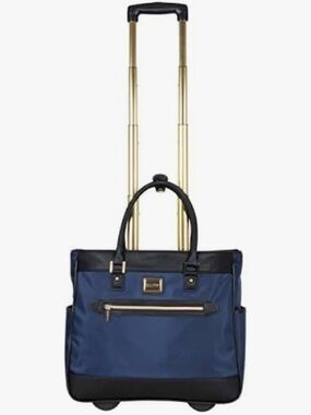 Kenneth Cole Reactions 17” Blue and Black Luggage Bag with Gold Accents & Wheels